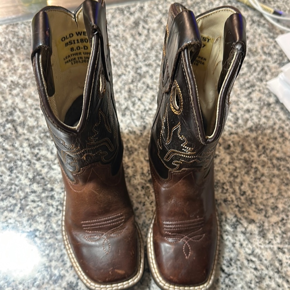 Old West Dark Brown Leather Western Boots